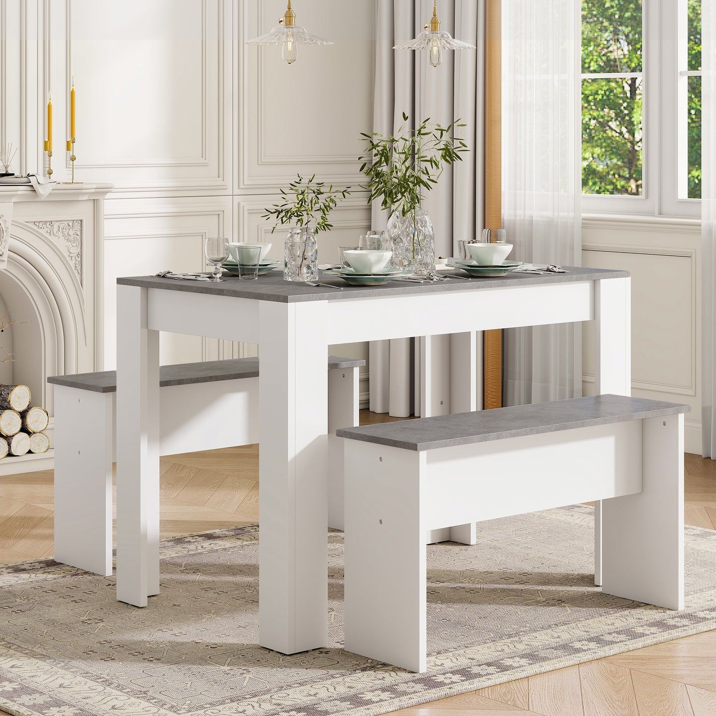 Dining Table With 2 Benches