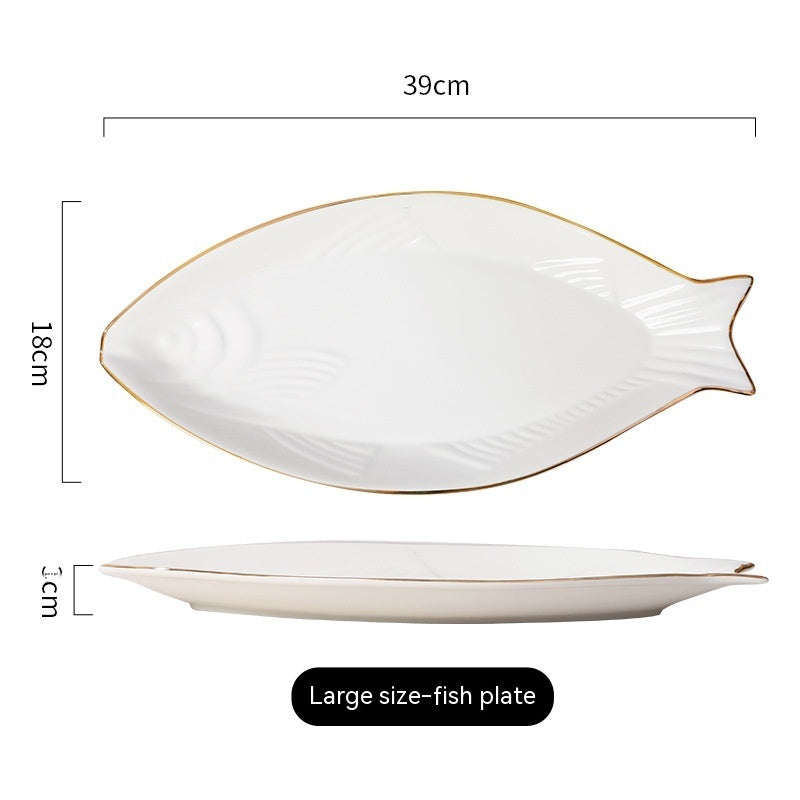 Gilt Edging Porcelain Fish-shaped Plate