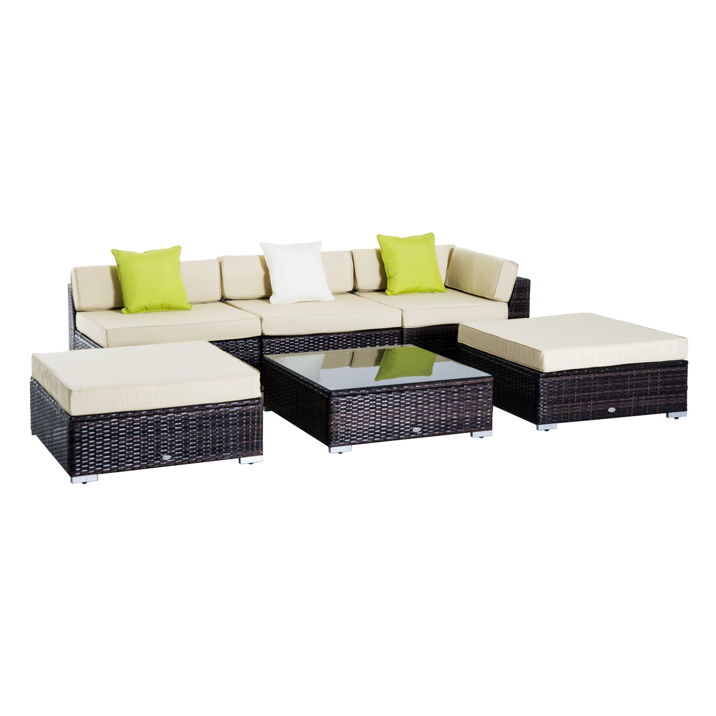 6 Piece Rattan Sofa & Coffee Table Set