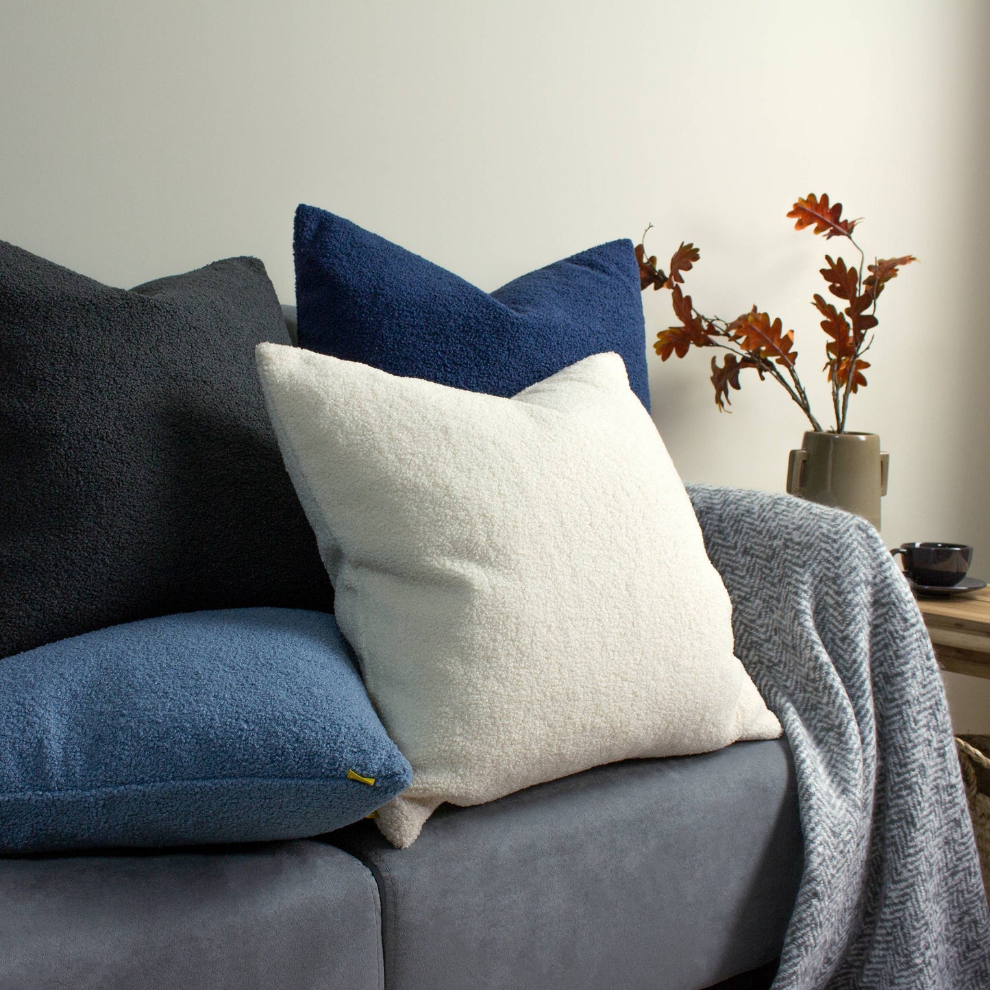 Wedgewood Shearling Fleece Cushion – Blue 50 x 50cm