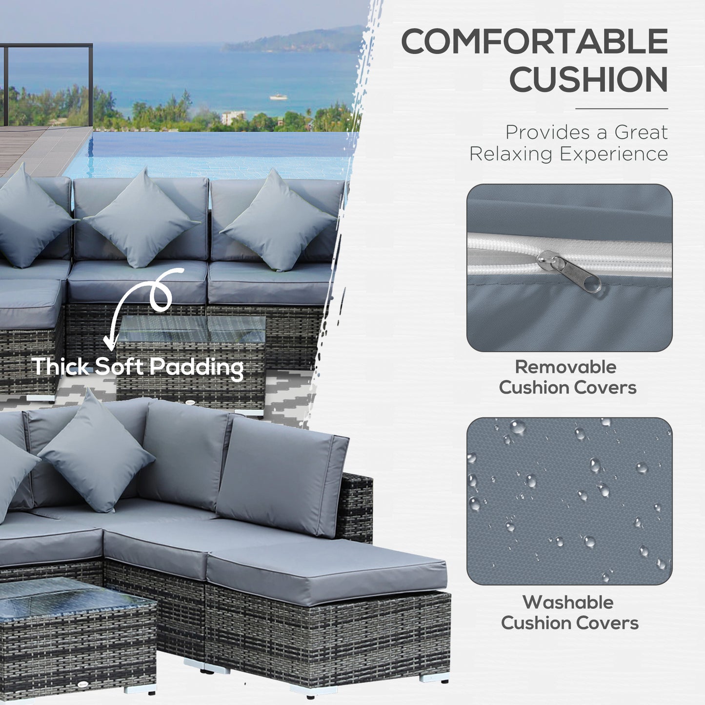 8 Piece Rattan Corner Sofa Set