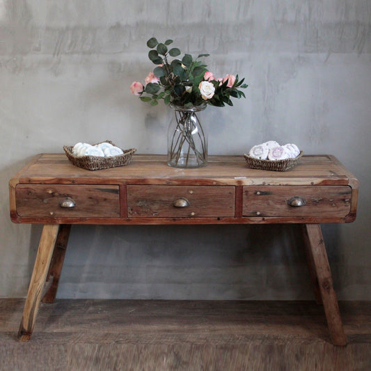 Reclaimed Timber Console Table with Drawers – 150cm