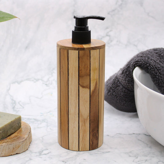 Natural Teak Soap Dispenser - Round
