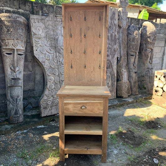 Reclaimed Timber Hall Stand with Hooks & Storage
