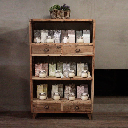 Reclaimed Timber Shelving Cabinet with Drawers