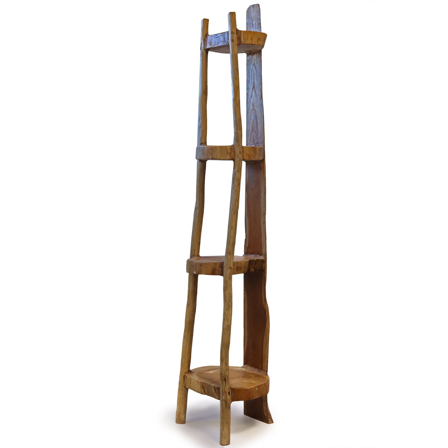 Natural Teak Corner Shelf Unit
