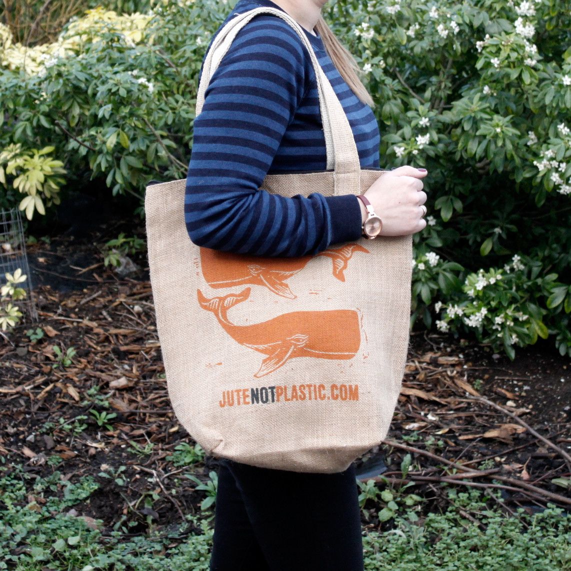Two Whales Cotton Jute Bag