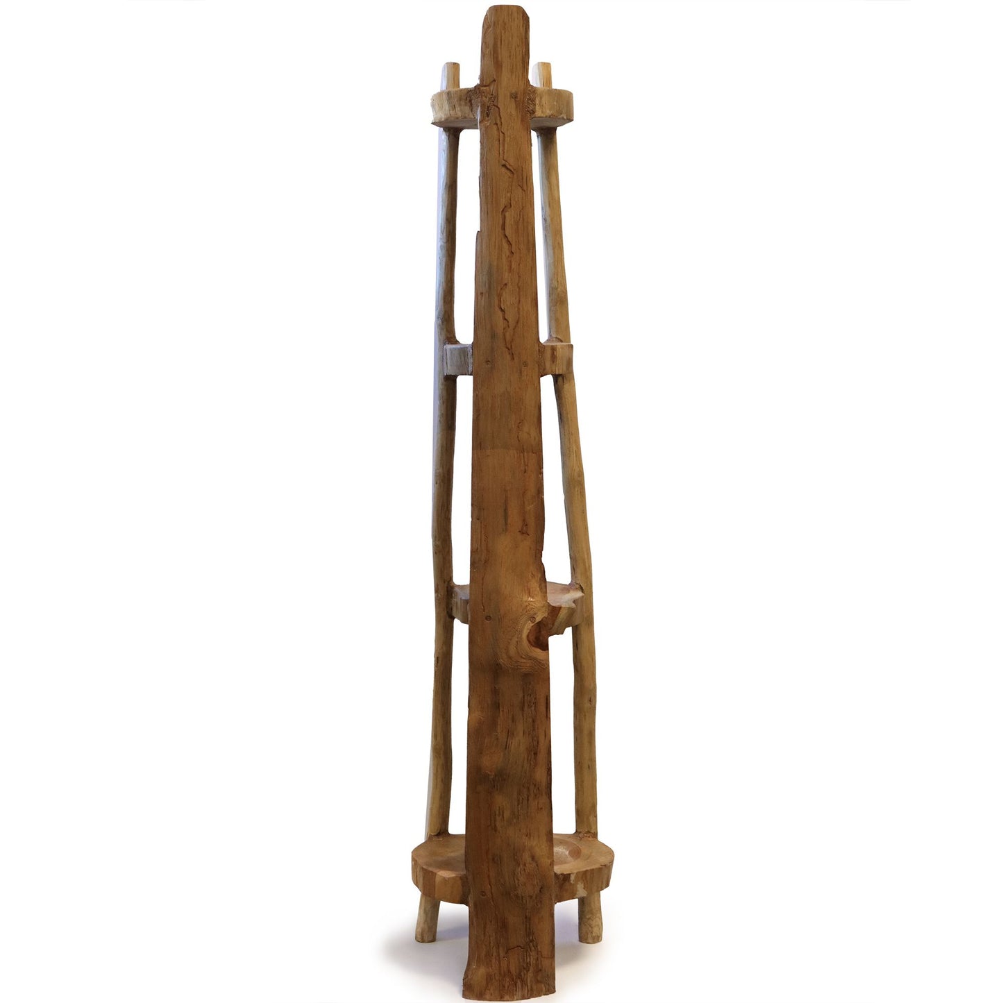 Natural Teak Corner Shelf Unit
