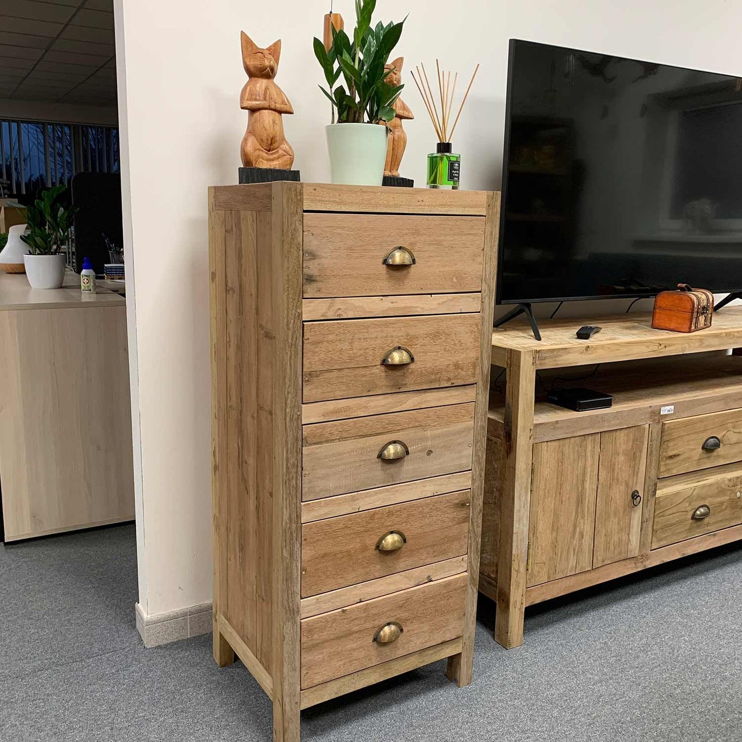 Reclaimed Teak Tallboy Chest of Drawers