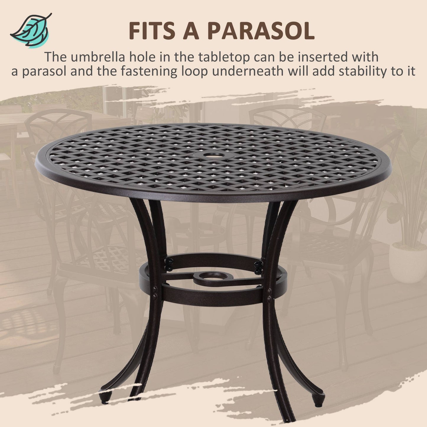 5 Piece Cast Aluminium Garden Dining Set For 4