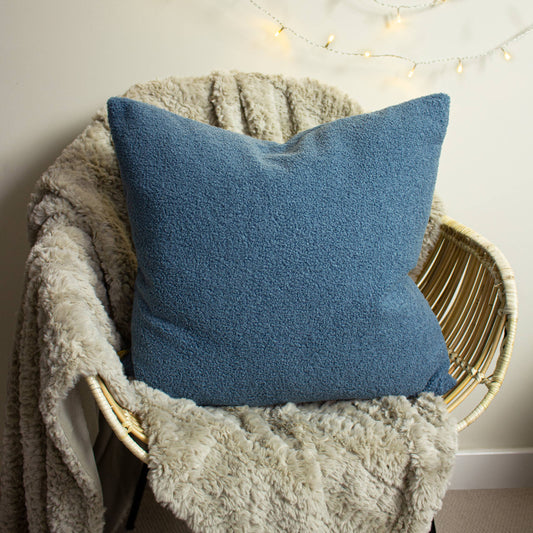 Wedgewood Shearling Fleece Cushion – Blue 50 x 50cm