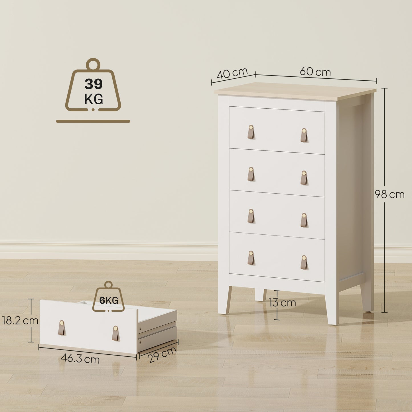 Bedroom Chest of 4 Drawers