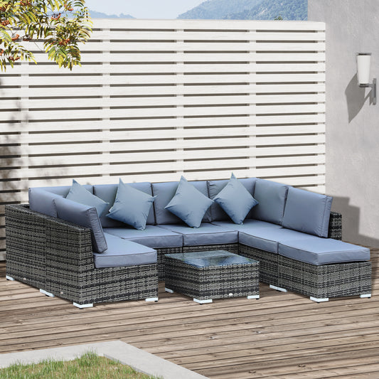 8 Piece Rattan Corner Sofa Set