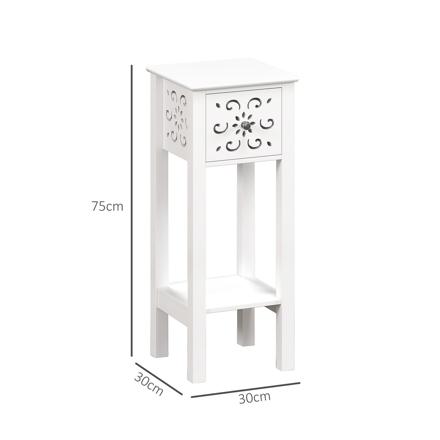 Set of Two Elegant Floral Cut-Out Side Tables in White