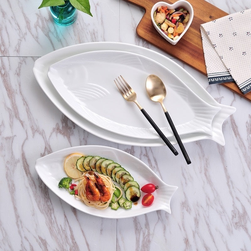 Gilt Edging Porcelain Fish-shaped Plate