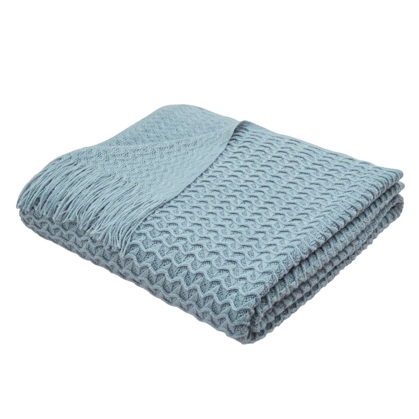Driftwood Textured Knit Throw – Blue 130 x 180cm