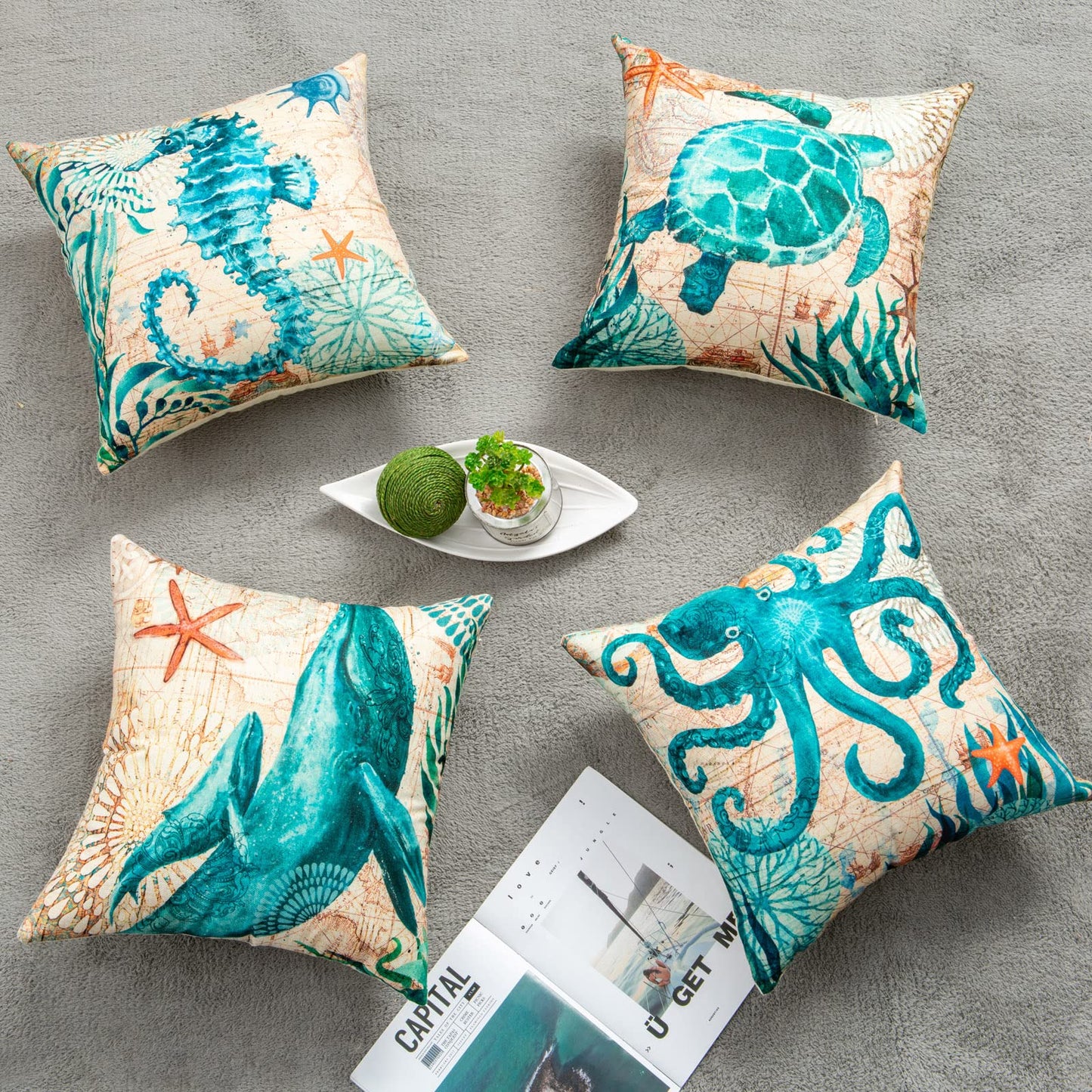 Sea-Inspired Printed Cushion Covers