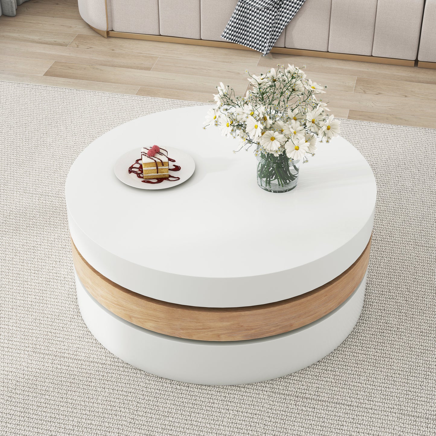 3 Layer Round Rotating Coffee Table