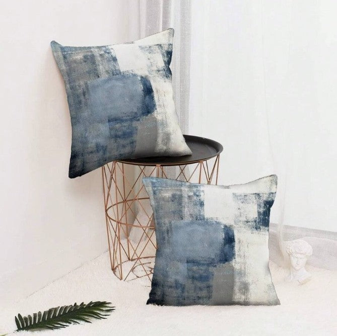 Tidal Brush Cushion Cover – Blue & Grey 40 x 40cm